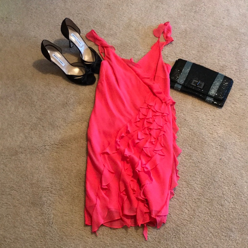 BCBG silk ruffles dress